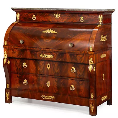 French Restauration Antique Mahogany Cylinder Roll-Top Desk Circa 1830 • $31500