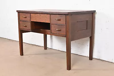 Signed Gustav Stickley Antique Mission Oak Arts & Crafts Desk Circa 1900 • $4500