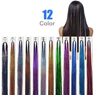 Hair Tinsel Glitter Strands Silk Kit Extensions Bling String Sparkly Hair • £1.25