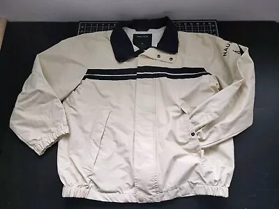 Vintage Nautica Windbreaker Jacket Men's Medium Mesh Lined Cream Full Zip Sail • $22.22