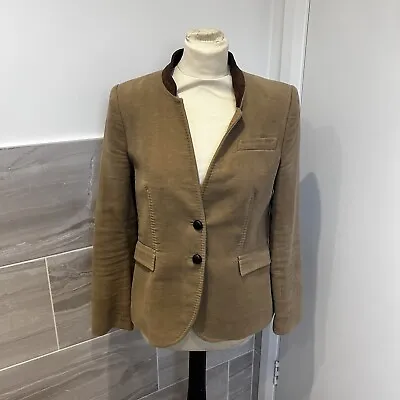 Zara Woman Blazer Jacket Adult Large Brown 2 Button Hunting Style Arm Hacking • £18.78