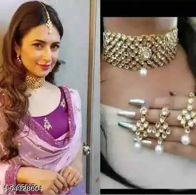 $21.99 • Buy Indian Bollywood Necklace Set With Earrings & Maang Tika Jewellery Set For Women