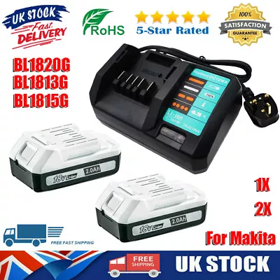 Makita BL1813G Battery 18V 2Ah BL1820G G-Series BL1815G BL1811G + Charger DC18WA • £2.99