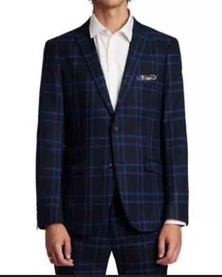 PAISLEY & GRAY Men's Slim-Fit Suit Jacket Royal Blue 40R Plaid • $30.80