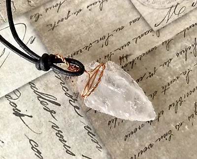 Arrowhead Leather Necklace Quartz Stone Primitive Jewelry Men's Tribal Nec • $19.98