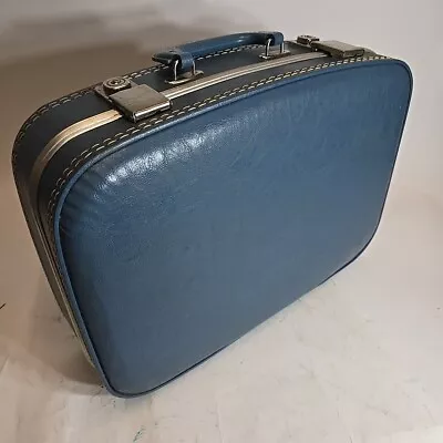 Vintage Women's Blue Carry On Retro Hard Shell Suitcase W/ Mirror 16 X 12 X 5  • $32.90