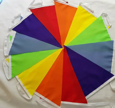 Rainbow Fabric Bunting 30 FEET 6 Colours: R.O.Y.G.B. Purple Pride Party Wedding  • £7.50