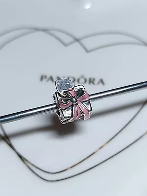 Genuine Pandora Silver 🎁 Pink Enamel Wrapped With Love Present Charm S925 ALE • £17