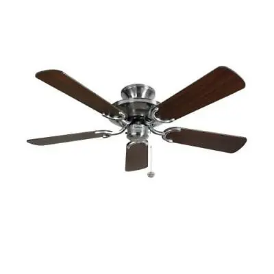 Fantasia Mayfair 42in Ceiling Fan Stainless Steel With Dark Oak Blades 115441 • £177.48