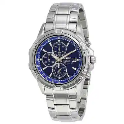 Seiko Solar Alarm Chronograph Blue Dial Men's Watch SSC141 • $219.97