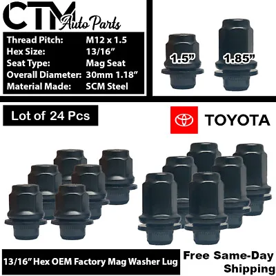 24PCs BLACK TOYOTA 4RUNNER TACOMA CRUISER OEM FACTORY MAG SEAT LUG NUT M12x1.5 • $23.99