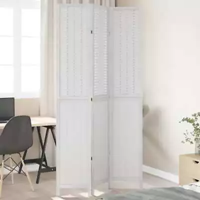 Room Divider 3 Panels Office Privacy Screen White Solid Wood Paulownia VidaXL • £85.99