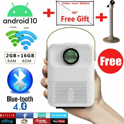 $15.29 • Buy 5G HD LED Wifi Projector 1080P Android 10.0 Wireless HDMI USB +Screen+Bracket AU