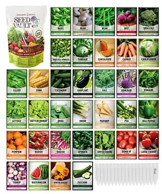 Gardeners Basics Survival Vegetable Seeds Garden Kit Over 16000 Seeds Non-GMO... • $43.26