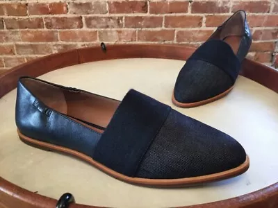ED Ellen Degeneres Denim Blue & Leather Slip On Pointed Toe Flats 10 40 NEW • $39.95