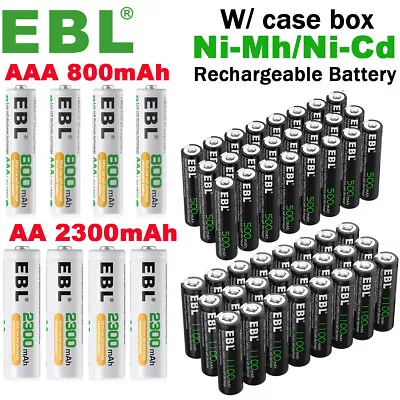 Lot 1.2V AA AAA 500/800/1100/2300mAh NI-MH/NI-CD Rechargeable Batteries W/ Box • $8.79
