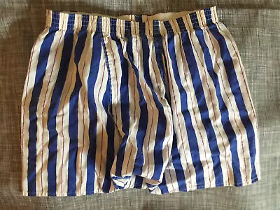 Vintage HANES Men's M 34  36  L Blue Stripes USA Made Jock Boxer Shorts • $15.50