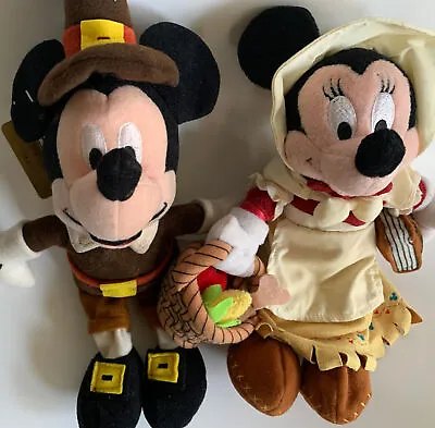 NWT Disney Frontier Pilgrim Bean Bag Mickey & Minnie Plush Set Some Discoloring • $79.99