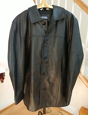 New Vintage Mens Structure Genuine Leather Car Coat Peacoat Lg Fits XL • $79.99