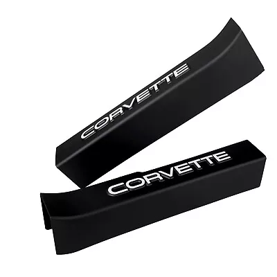 2pc Corvette Blk Door Sill Plate Protectors Covers W/ Logo For 1988-89 C4 • $99.95