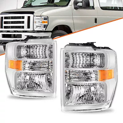 For 2008-2014 Ford E150 E250 E350 E450 Superduty Halogen Headlight Lamp Pair • $131.99