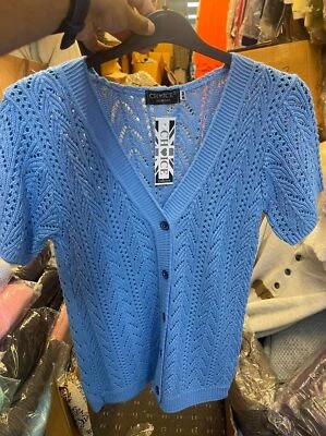 £14.99 • Buy New Womens Ladies Crochet Knitted Short Sleeve Button Front Cardigan Size 12-20