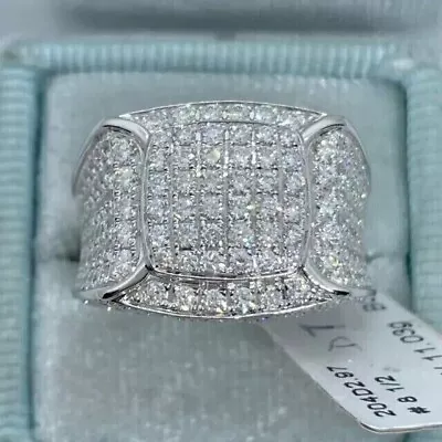 Real Moissanite 2Ct Round Cut Men's Engagement Band Ring 14K White Gold Plated • $349.99