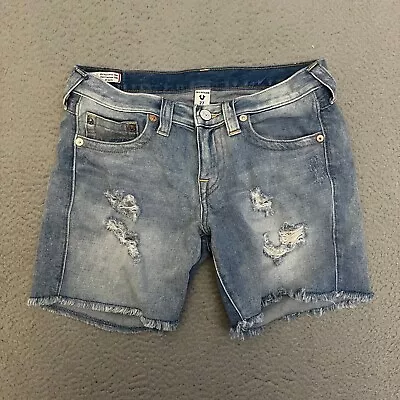 True Religion Shorts Womens Size 27 Jayde Blue Denim Distress • $9