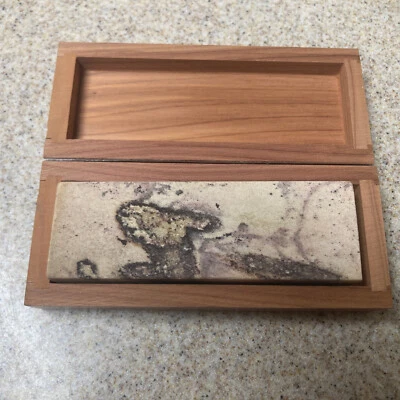 $4.99 • Buy New Old Stock Natural Oil Stone Sharpening Stone In Cedar Wood Coffin Case