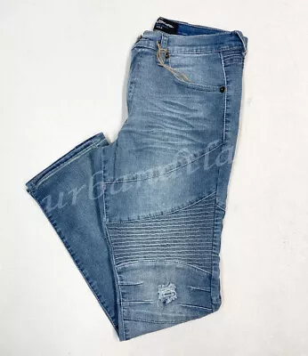 Men's Distressed Biker Jeans Slim Fit Stretch Denim Pants Size 28-44 Kno Betta • $24.95