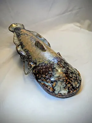 Rare Studio Pottery Catfish Sculpture Large Handmade Figure 12½  Wall Art OOAK • $84.95