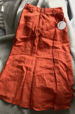 $94 • Buy Staud Maxi Cybele Linen Skirt Size 0 Orange Color