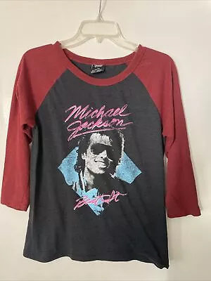 Michael Jackson Beat It Baseball Tee Bravado Women Size L Comfy Raglan • $12.99