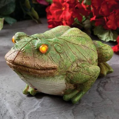 Motion Sensor Lights & Sounds Forest Frog Garden Statue - Keeps Pests Away • $39.99