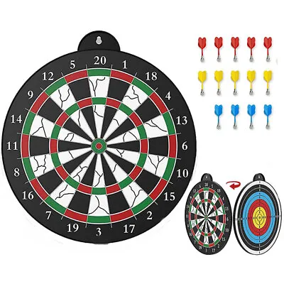 Magnetic Double Sided Safe Dart Board Kids Game Toy Christmas Gift With 14 Darts • $21.84