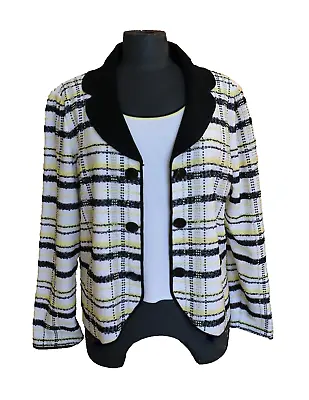 MING WANG Sweater Jacket & Tank Size Set L 14-16 White Black Yellow Designer EUC • $59