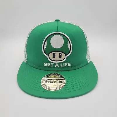 Nintendo Super Mario Bros. Hat Green Mushroom 1-Up Fitted Cap Youth Size S/M • $8.99