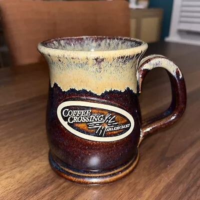Sunset Hill Stoneware Coffee Crossing Wide Mouth Mug Brown. 4.75” 16 Oz • $15