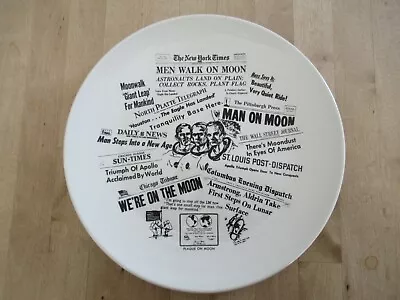 Commemorative Plate MAN ON THE MOON Apollo Newspaper Headlines Made In USA • $25