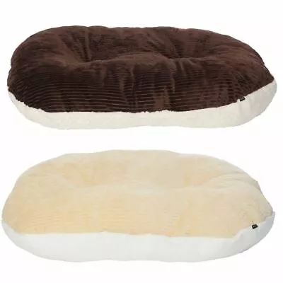 £11.99 • Buy Bunty Oval Dog Pet Puppy Cat Bed Fleece Round Cushion Hard Wicker Basket Insert