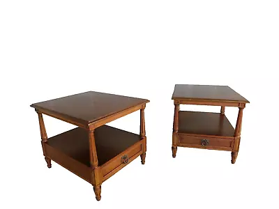 Kindel Hollywood Regency Fruitwood End Tables  A Pair • $995