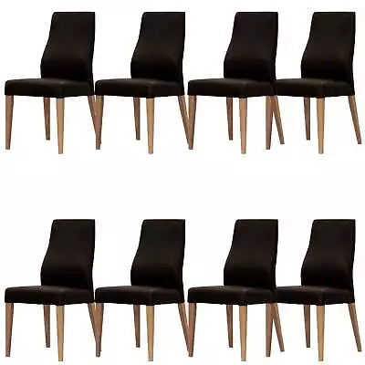 Rosemallow Dining Chair Set Of 8 PU Leather Seat Solid Messmate Timber - Black • $2136.36