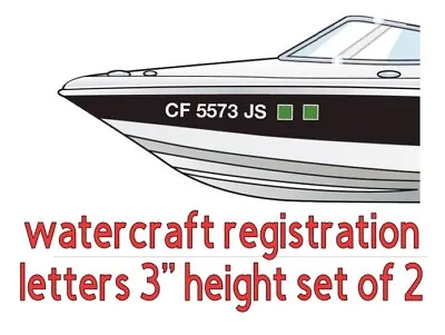 Set Of 2 Boat Pontoon Registration Numbers 3  Lettering Vinyl Boat JetSki Decals • $5.95