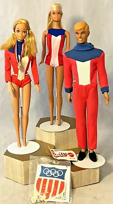 Vintage Olympic Gold Medal Swimmer Barbie Gymnast PJ Skier Ken Mattel 1970's • $135