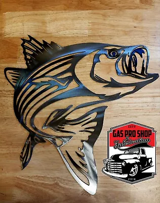 Striped Bass Metal Wall Art Plasma Cut Home Decor Gift Ideas • $49.99