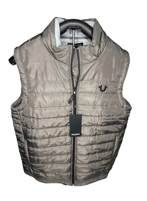 NEW NWT - True Religion Puffer Vest Jacket Mens Medium Full Zip - Granite Gray • $49.99