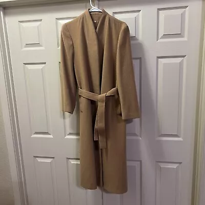 Vintage Fleurette 100% Camel Hair Brown Tan Belted Trench Coat Women • $200