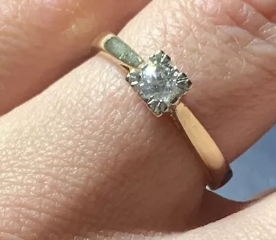 £175 • Buy Solitaire Diamond 9ct Yellow Gold Ring, Size M