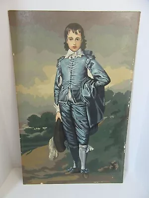 Vintage Finished Paint By Number Art Painting Boy Blue Complete 18x28 • $62.79