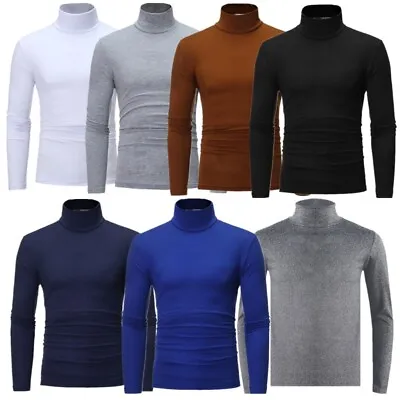 Men's Turtleneck Pullover Top Long Sleeve Jumper Shirt Casual Slim Fit T-Shirt • $11.95